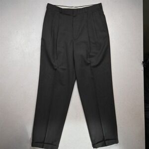 Vtg Mens 34x34 Gray Wool Pleated Cuffed Baggy High Waist Dress Mens Pants